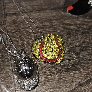 Yellow and Red Heart Pendant Necklace